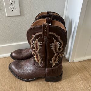 Men's Tony Lama Brown Leather Round Toe Western Boots Size 11
